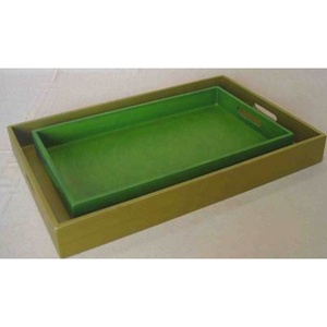 Bamboo Lacquer Serving Tray Hole Handles Handmade Eco-friendly Durable Vietnam <b>Craft</b> Matt Transparent Color Mekocraft Brand Home - Product Image 1