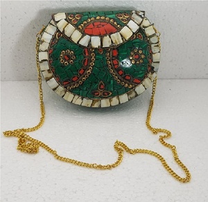 Bolso de mano de mosaico de Metal con estilo, bolso de noche de fiesta Vintage de lujo con estilo de sobre con patrón de piedra - Product Image 4