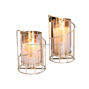 Bougeoir en métal doré échantillon disponible clair vacances décoratif impression européenne à la main mariage décor OEM boîte quantité minimale de commande - Product Image 2