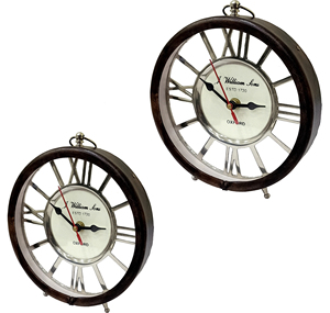William Fons Estd 1720 Horloge de bureau décorative en cuir avec affichage numérique Horloge murale en bois pour le bureau, l'école et la décoration intérieure - Product Image 6