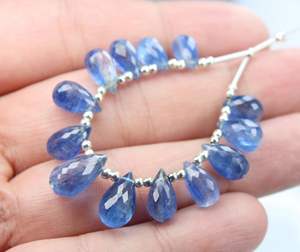13-Piece High Quality Handmade Natural Kyanite Faceted <b>Stone</b> <b>Beads</b> Blue Loose 6mm and 8mm Strands for Jewelry Making - Product Image 4