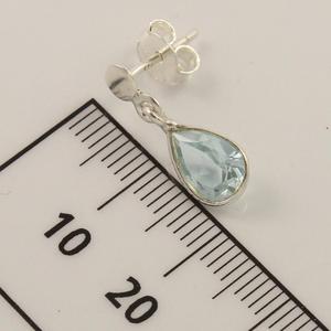 Stud Post Pendientes lindos Pendientes de Topacio Azul 925 Plata de ley sólida Topacio azul natural 6x9 Mm Pera apedreada Joyería - Product Image 2