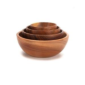 Juego de 4 cuencos de diferentes tamaños para servir, cuencos de madera de forma redonda de calidad superior para servir alimentos, superventas - Product Image 1
