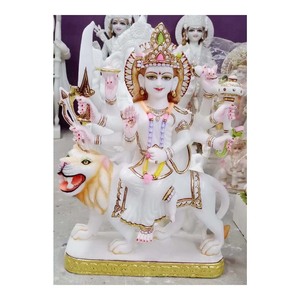Sculpture de la déesse du marbré blanc, 15 cm, Maa Durga - Product Image 1