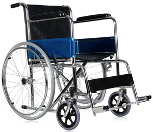 Fabrika ucuz fiyat katlanabilir çelik tekerlekli sandalye kendinden kilitlemeli fren manuel taşınabilir katlanır tekerlekli sandalyeler AC809