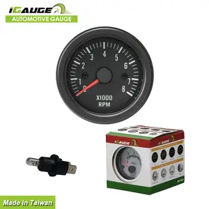 Tachometer 52mm 52mm Black Face 0~8000 RPM Electrical Tachometer For Auto Vehicle For Diesel