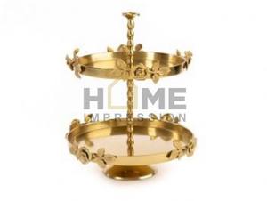 ที่วางเค้กลวดโลหะสีดำลายใบไม้แบบ2ชั้นออกแบบใหม่ล่าสุดดีไซน์ใหม่ล่าสุด - Product Image 5