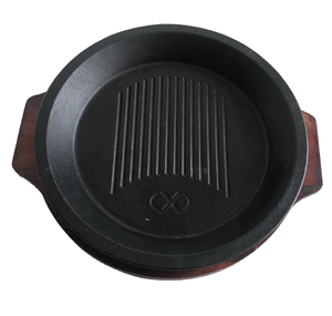 Factory Directly Sale Round Malaysian Cast Iron BBQ Teppanyaki Steak Sizzling Plate Platter Meat BBQ <strong>Grill</strong> Serving <strong>Pan</strong> - Product Image 1