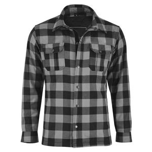 Meilleur coton doux hommes décontracté vélo équitation flanelle chemise noir gris respirant fil teint hiver motif Design 5 Spot - Product Image 1