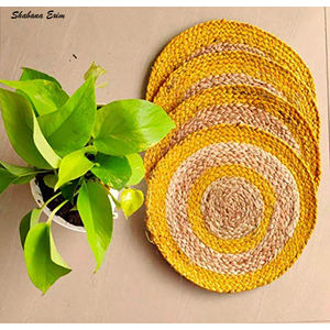 Manteles de yute redondos ecológicos personalizables de manteles individuales trenzados de yute tejidos de la India con diferentes diseños de estilo liso - Product Image 4