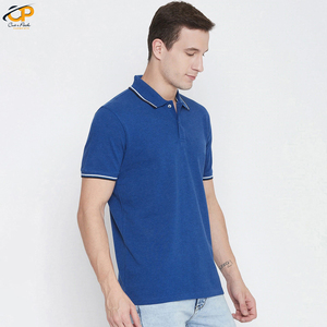 Polo azul con logotipo bordado personalizado para hombre, Camiseta lisa de manga corta con estampado 3D de manga larga para golf, camiseta en blanco - Product Image 5