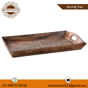 Plateau de service en bois de manguier fait à la main de qualité exportée pour les hôtels et les restaurants. Prix d'usine direct disponible à prix réduit - Product Image 3