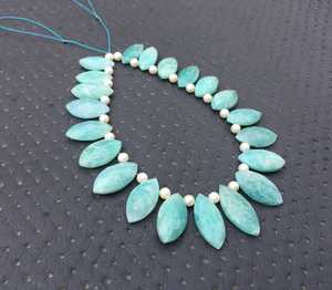 High Quality 21 Pieces 1 Strand Natural Amazonite Faceted Marquise Briolette Beads Green Color Handcrafted - Product Image 5