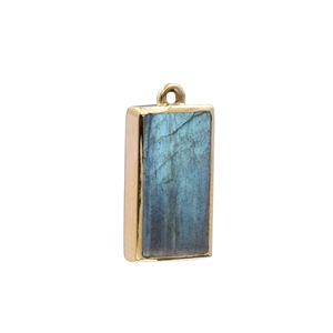 Labradorite — pendentif en plaqué or, monture en argent avec offrant un voile de 16 MM, de forme rectangulaire - Product Image 3