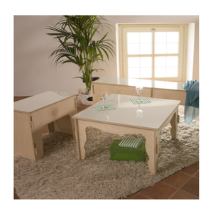 Alta qualità italiana su misura moderna minimalista compensato di betulla ad incastro piccola panca in legno per soggiorno appartamento - Product Image 4