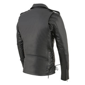 Blouson de moto en cuir véritable, classique d'équitation, pour hommes et femmes, - Product Image 4