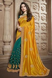 Bollywood Designer Saree Designer Mirror Work Flower Design Tela de seda suave Impresión digital Color granate Sari con blusa India Étnico - Product Image 2