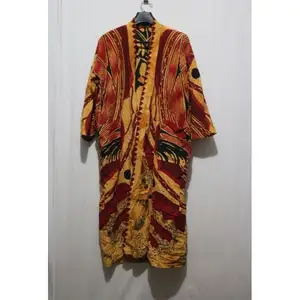 Indian Mandala Kimono Hippie Beach Wear Bohemian long Kimono Night Sleep Wear Men Women Cotton Kaftan Robe Ethnic Long Dress