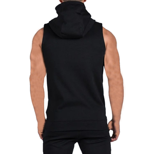 Jersey sin mangas de algodón 100%, Sudadera con capucha, estampado en relieve para gimnasio con patrón sólido, tela de lana no tejida, Unisex - Product Image 2