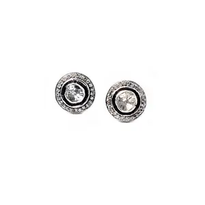 Beautiful Best Quality Natural Diamond Polki Stud Earrings latest 925 Sterling Silver Collection