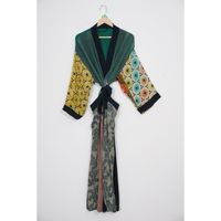 Kimono en soie crêpe 100% vintage, vêtements de nuit sexy pour femmes, col en V, manches 3/4, chemise de nuit respirante, automne, printemps, été