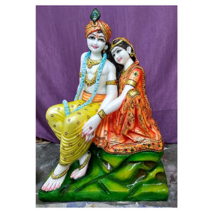 Estatua de mármol de la mejor calidad, al por mayor, India, Radha Krishna pintada - Product Image 1