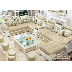Modern <b>U</b>-Shape Teak Wood Luxury <b>Living</b> Room Sofa Set Customizable Size & Color Durable Design - Product Image 1