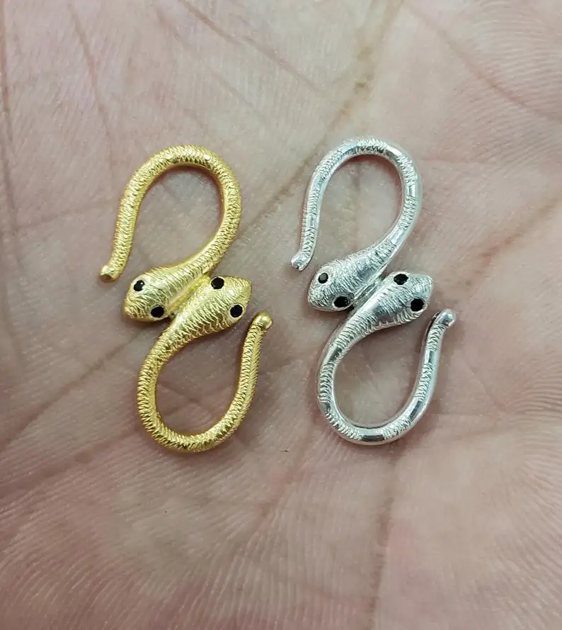 30 MM Snake S Clasps In Gold Vermeil & 925 Sterling Silver