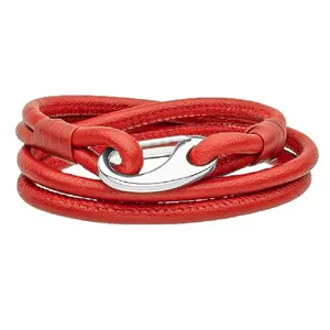 Элегантный Прочный долговечный мужской и женский кожаный браслет, Уникальный креативный дизайнерский кожаный браслет красного цвета