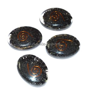 Cabujones ovalados de orgón curativo de turmalina negra para protección EMF Piedra de cristal Producto espiritual - Product Image 1