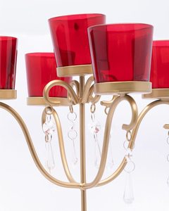 Metal Designer Candlestick Light Holder Gold Glass <b>Candle</b> <b>Red</b> Votive for Home Decoration Dining Table Indoor Outdoor - Product Image 4