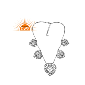 Collares de plata de ley 925 oxidados para mujer, joyería hecha a mano, collar con estilo de corazón múltiple, joyería de plata al por mayor - Product Image 1