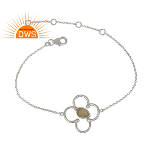 Pulsera de Plata de Ley con Gema de Rutilo Dorado de Colección Clásica Vintage para Mujer, Joyería al por Mayor - Product Image 1