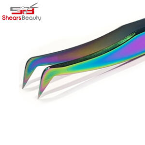 Custom Multi-Color <b>Rainbow</b> Volume Eyelash Tweezers Stainless Steel Lash Applicator for Eyelash Extensions - Product Image 2