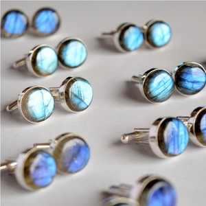 Boutons de manchette en labradorite bleue, pierres précieuses naturelles, accessoires pour hommes, boutons de manchette en pierre, métal durable, fournisseur en gros - Product Image 4