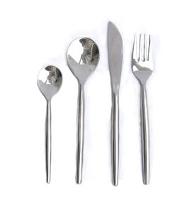 Couverts ronds polis et brillants de style paille Ensemble de cuillères à manche rond en acier inoxydable à manche vert Couverts à manche argenté - Product Image 1