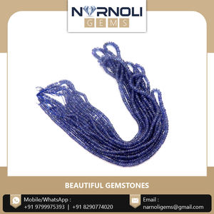 Chaîne de perles de saphir facettées 100 % naturelles, magnifiquement conçues, de 18 pouces, au design moderne - Product Image 3