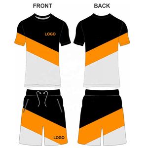 Chándal deportivo adelgazante de manga corta para hombre, conjunto de pantalones cortos de 2 piezas con logotipo personalizado y estilo Patchwork de Color sólido, gran oferta - Product Image 4