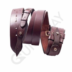 Premium Leather Cross Shoulder Strap with D Rings <b>Adjustable</b> Formal Duty Belt Style in Brown - Product Image 1