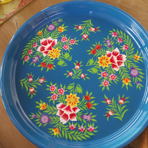 Piatti per alimenti dipinti a mano, piatti per alimenti in acciaio, piatti per alimenti indiani in acciaio inossidabile - Product Image 1