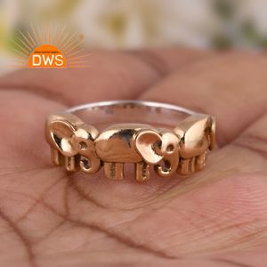 Latest 2026 Sterling Silver Gold Plated Elephant Design Band <b>Ring</b> For Women Jewelry Manufacturer - Product Image 5