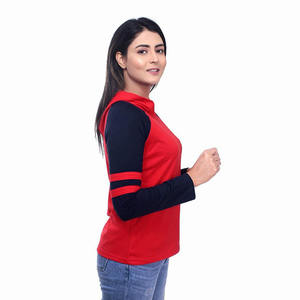 Sudadera con capucha de cuello redondo para mujer, ropa con logotipo personalizado de dos tonos, de manga grande/regular, informal - Product Image 6