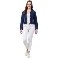 Chaqueta vaquera a la moda para mujer, chaqueta hecha a medida de manga larga con cuello vuelto 2022
