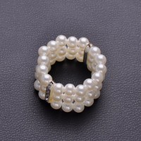 Penyangga Serbet Mutiara Gading Mewah, Kristal Rhinestone Flatback Hot Fix, Aksesoris Peralatan Makan Elegan Buatan Tangan, Prestise