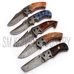 Cuchilla de acero damasco de estilo personalizado, lote de 5 cuchillos plegables (smk1205) - Product Image 3