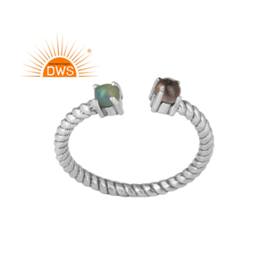Smoky and Opal Gemstone Prong <b>Set</b> Ring <b>Indian</b> Sterling Silver Antique Ring Handmade Rings Jewelry Wholesale - Product Image 1