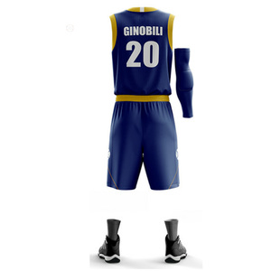 Uniformes de baloncesto de alta calidad, diseño personalizado, 100% poliéster, logo de sarga, venta al por mayor - Product Image 3