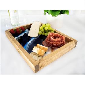 Wood and <b>Epoxy</b> Resin & Serving Tray With <b>Metal</b> Handle for Hotels & Restaurant Kitchenware Coffee for Sale Gift - Product Image 2