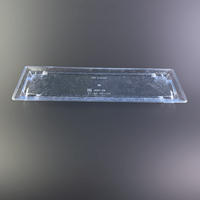 Plateau rectangulaire en plastique blanc de marque Folin, YOHIRA 32-10, procédé blister, jetable, PET PP, alimentaire, 56g VN 320x100mm, empilable