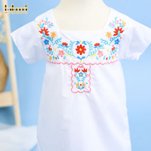 Robe de bébé à fleurs blanches vintage avec col carré GORGEOUS GIRL'S STYLE-DR3274 - Product Image 2